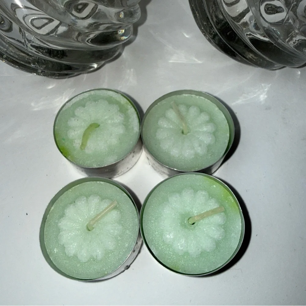 PartyLite Glass 2 Candle Holders Illusion Swirl Votive Tealight Holder Clear USA